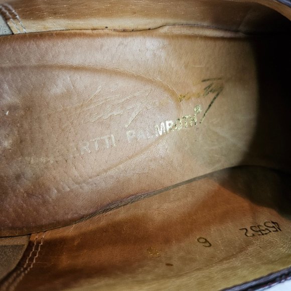 VTG Pertti Palmroth Women's Burgundy Leather Embossed Point Toe Ankle Boots 6 - Picture 14 of 15